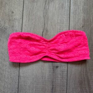 PINK Victoria's Secret Hot Pink Lace Bandeau Bra Top Size Small Festival Sexy